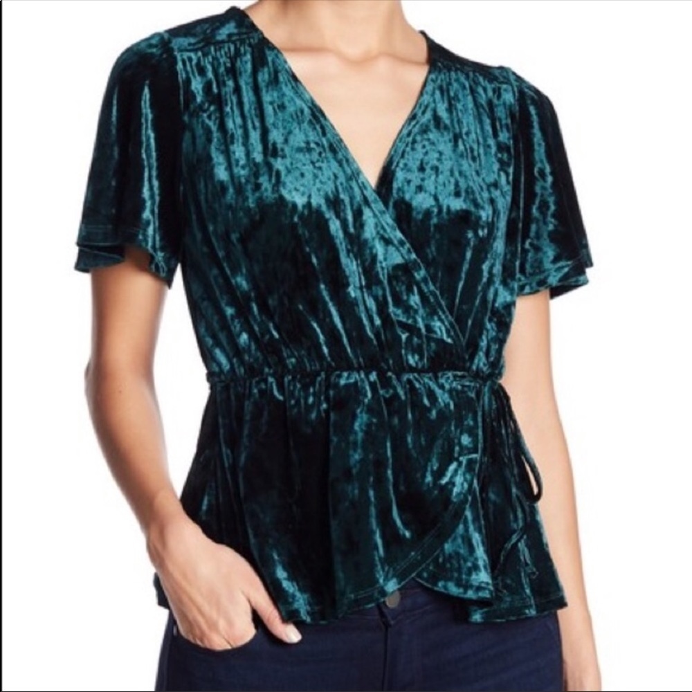 June & Hudson velvet wrap top